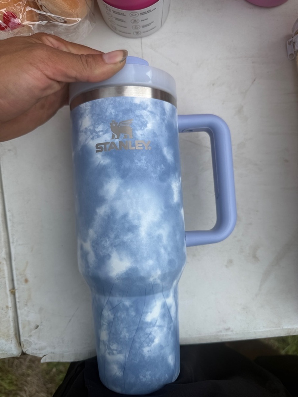 Stanley Light Blue Tie-Dye Insulated Travel Mug with Handle